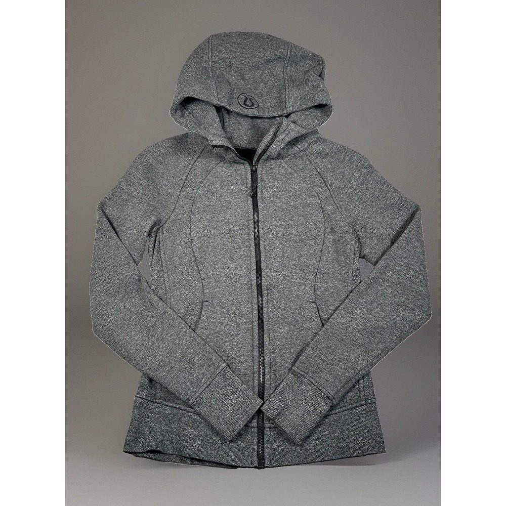 Lululemon Womens Scuba Hoodie Full Zip Cotton Fleece Heathered Grey Size 4